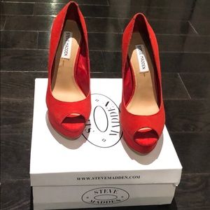 Red peep toe Steve Madden heels